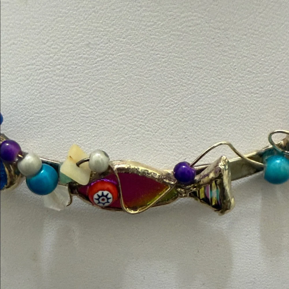 Multicolor‎ Beaded Fish Silver-Tone Collar Necklace - Women Jewelry